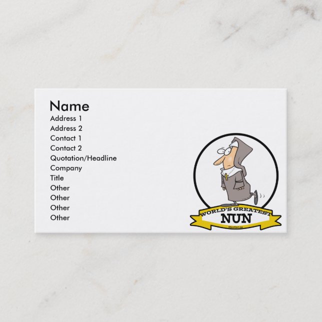 WORLDS GREATEST NUN CARTOON BUSINESS CARD (Front)