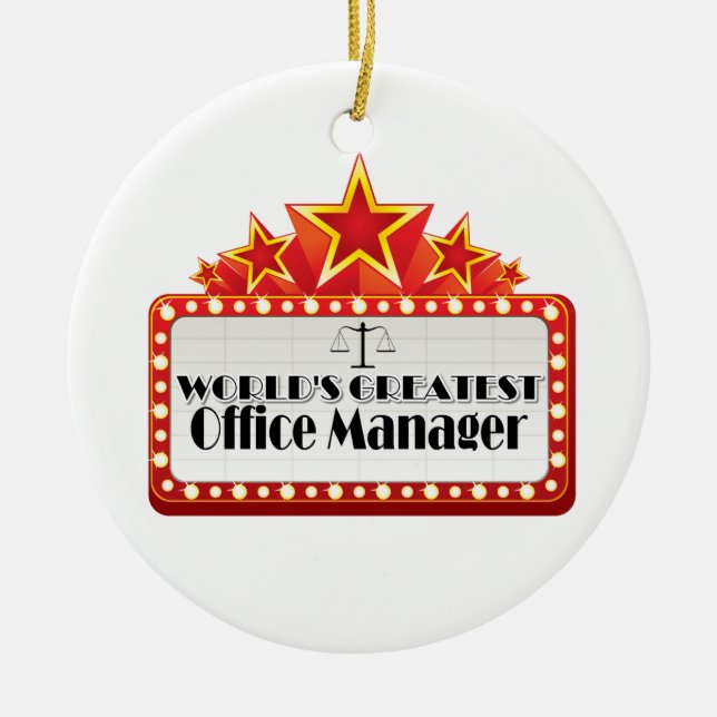 World's Greatest Office Manager Ceramic Tree Decoration (Front)