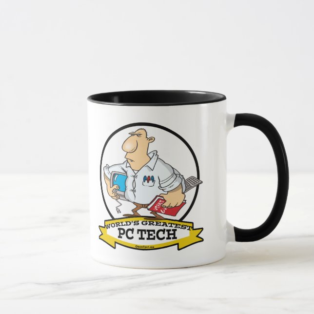 WORLDS GREATEST PC TECH MEN CARTOON MUG (Right)