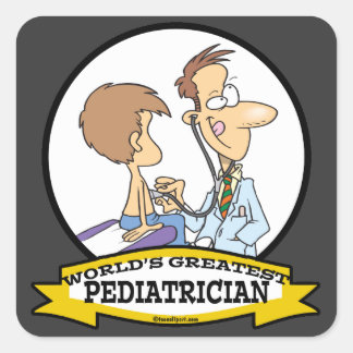 WORLDS GREATEST PEDIATRICIAN MEN CARTOON SQUARE STICKER