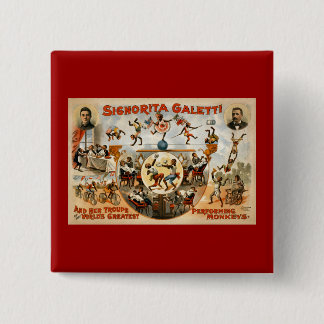 World's Greatest Performing Monkeys 1892 15 Cm Square Badge
