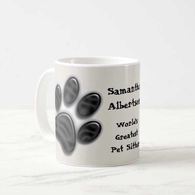 World's Greatest Pet Sitter Paw Print Caregiver Coffee Mug (Front Left)