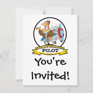WORLDS GREATEST PILOT II MEN CARTOON INVITATION
