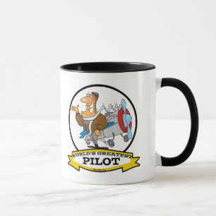 WORLDS GREATEST PILOT II MEN CARTOON MUG
