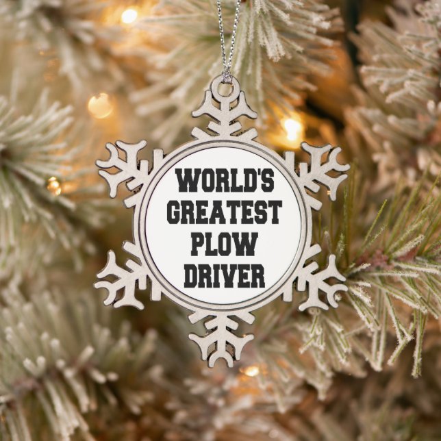 Worlds Greatest Plough Driver Snowflake Pewter Christmas Ornament (Tree)