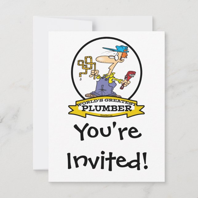 WORLDS GREATEST PLUMBER II MEN CARTOON INVITATION (Front)