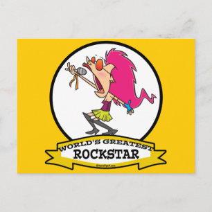 WORLDS GREATEST ROCKSTAR FEMALE CARTOON POSTCARD