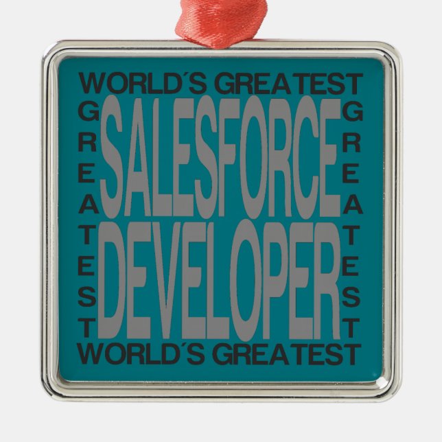 Worlds Greatest Salesforce Developer Metal Tree Decoration (Front)