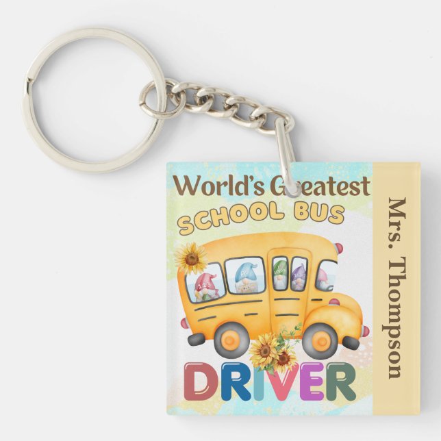 World's Greatest School Bus Driver Personalised Key Ring (Front)