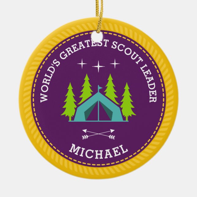 World's Greatest Scout Leader Ceramic Tree Decoration (Front)