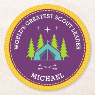 World's Greatest Scout Leader Round Paper Coaster