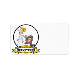 WORLDS GREATEST SEAMSTRESS CARTOON LABEL