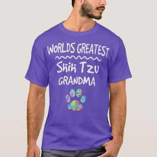 Worlds Greatest Shih Tzu Grandma Cute Dog Paw Prin T-Shirt