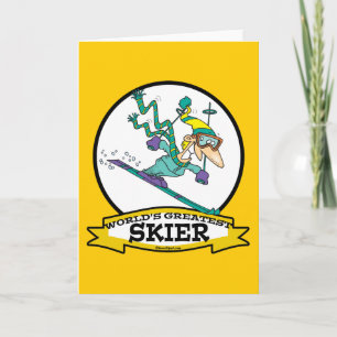 WORLDS GREATEST SKIER MEN CARTOON CARD