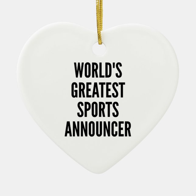 Worlds Greatest Sports Announcer Ceramic Tree Decoration (Front)