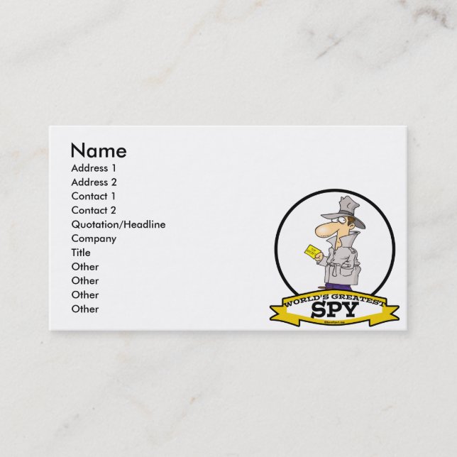 WORLDS GREATEST SPY MEN CARTOON BUSINESS CARD (Front)
