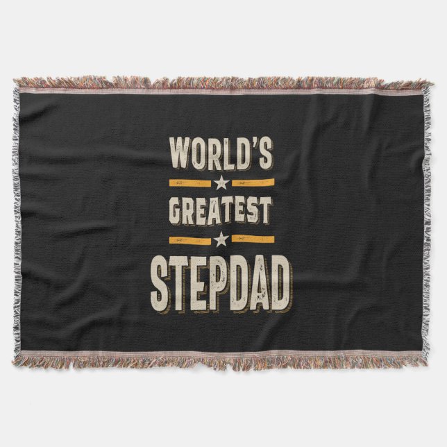 World's Greatest Step-Dad Funny Stepfather Gift Throw Blanket (Front)