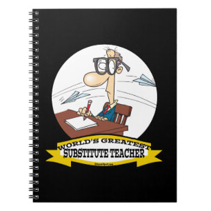 WORLDS GREATEST SUBSTITUTE TEACHER MEN CARTOON NOTEBOOK