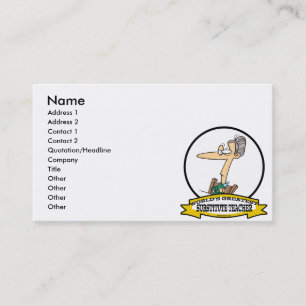 WORLDS GREATEST SUBSTITUTE TEACHER WOMEN CARTOON BUSINESS CARD
