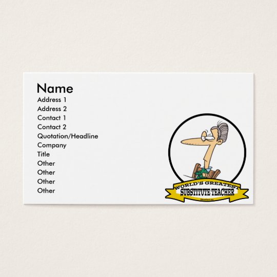 WORLDS GREATEST SUBSTITUTE TEACHER WOMEN CARTOON BUSINESS CARD