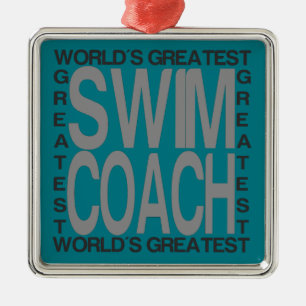 Worlds Greatest Swim Coach Metal Tree Decoration