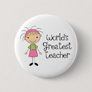 Worlds Greatest Teacher 6 Cm Round Badge