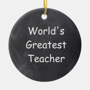 World's Greatest Teacher Chalkboard Gift Idea Ceramic Tree Decoration