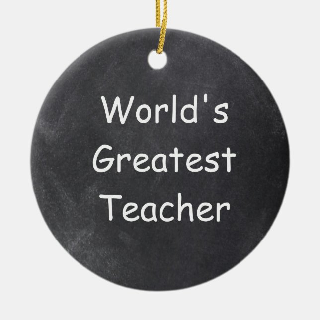 World's Greatest Teacher Chalkboard Gift Idea Ceramic Tree Decoration (Front)