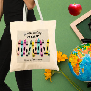 World's Greatest Teacher Crayon Gift Tote Bag