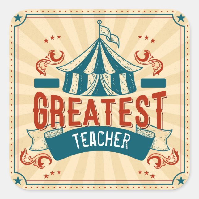 World's Greatest Teacher Fun Bookplate Square Sticker (Front)