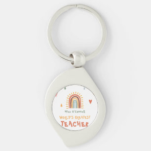 World's Greatest Teacher Gift Boho Rainbow Key Ring