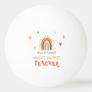 World's Greatest Teacher Gift Boho Rainbow Ping Pong Ball