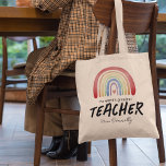 World's Greatest Teacher Rainbow Tote Bag<br><div class="desc">Personalised teacher appreciation tote bag featuring a watercolor boho rainbow,  a red heart,  the cute saying 'the world's greatest teacher',  and their name.</div>