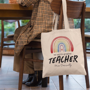 World's Greatest Teacher Rainbow Tote Bag