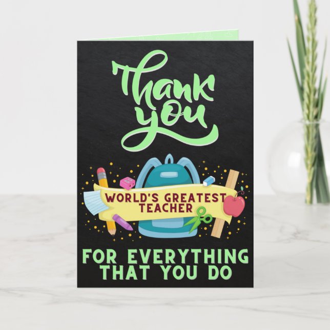 World's Greatest Teacher Thank You Card (Front)