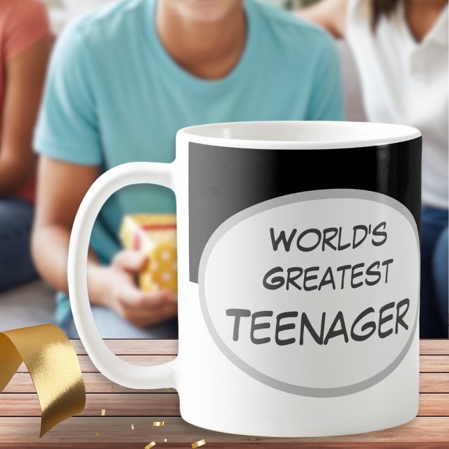 World's Greatest Teenager Fun Happy Birthday Name Coffee Mug (A birthday mug with 'World's Greatest Teenager' slogan)