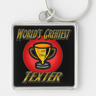 World's Greatest Texter Trophy Key Chain