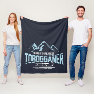 World's Greatest Tobogganer Winter Sports Fleece Blanket