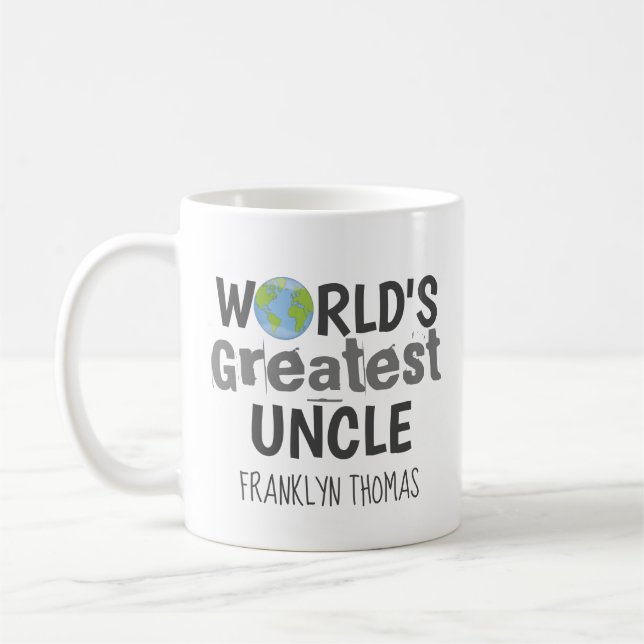 World's Greatest Uncle Cute Planet Personalised Coffee Mug (Left)