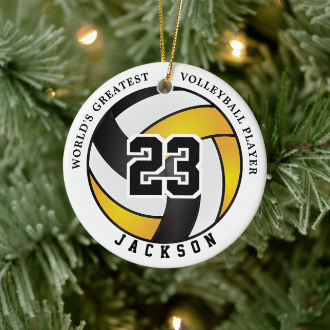 World's Greatest Volleyball Player, Gold & Black Ceramic Tree Decoration (Tree)