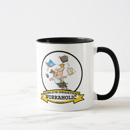 WORLDS GREATEST WORKAHOLIC MEN CARTOON MUG