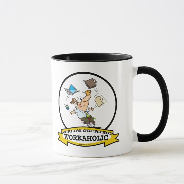 WORLDS GREATEST WORKAHOLIC MEN CARTOON MUG (Right)