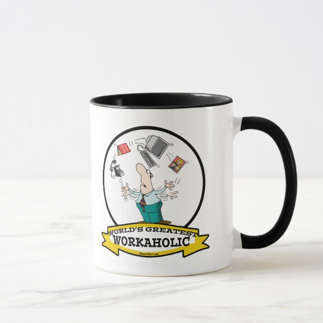 WORLDS GREATEST WORKAHOLIC MEN II CARTOON MUG (Right)