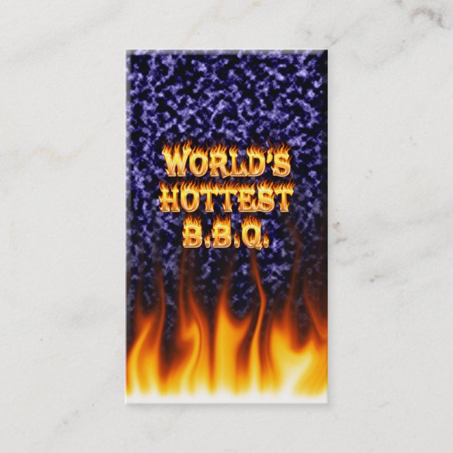 World's hottest BBQ fire and flames blue marble Business Card (Front)