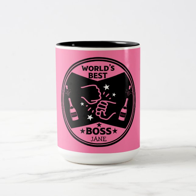 World's lady Greatest Boss Two-Tone Coffee Mug (Center)