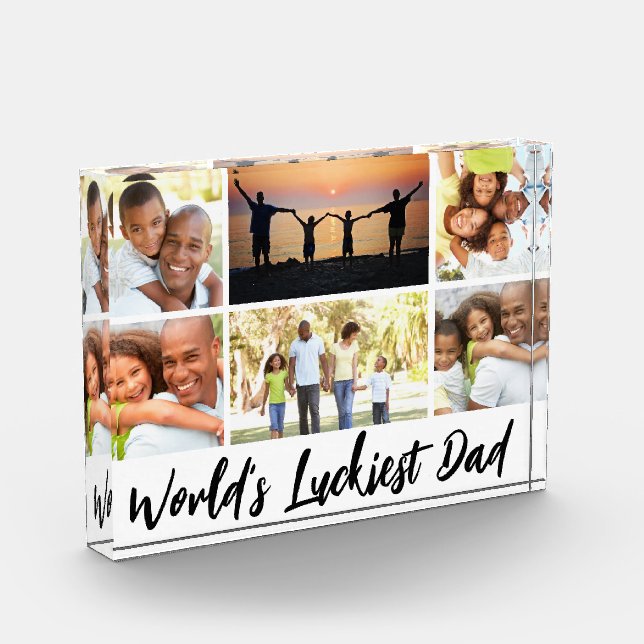 World's Luckiest Dad Photo Collage Modern (Left)