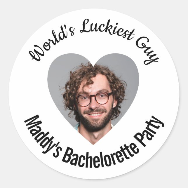World's Luckiest Guy Bachelorette Party  Classic Round Sticker (Front)