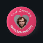 World's Luckiest Guy Bachelorette Party Hot Pink 6 Cm Round Badge<br><div class="desc">Celebrate the soon-to-be-married couple's love and humour with our "World's Luckiest Guy" Bachelorette Party Badge Pin! This amusing and personalised accessory is the perfect addition to any bachelorette party,  adding a touch of fun and playfulness to the festivities.</div>