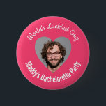 World's Luckiest Guy Bachelorette Party Hot Pink 6 Cm Round Badge<br><div class="desc">Celebrate the soon-to-be-married couple's love and humour with our "World's Luckiest Guy" Bachelorette Party Badge Pin! This amusing and personalised accessory is the perfect addition to any bachelorette party,  adding a touch of fun and playfulness to the festivities.</div>