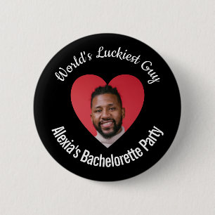 World's Luckiest Guy Bachelorette Party Pin Button
